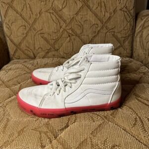 Vans Sk8-Hi "Off The _" Canvas Skate Shoes White Pink Size Mens Size 7 Us Junior